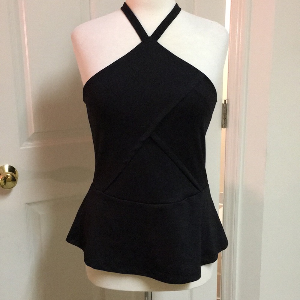 NWT The Limited Top Black Halter Peplum